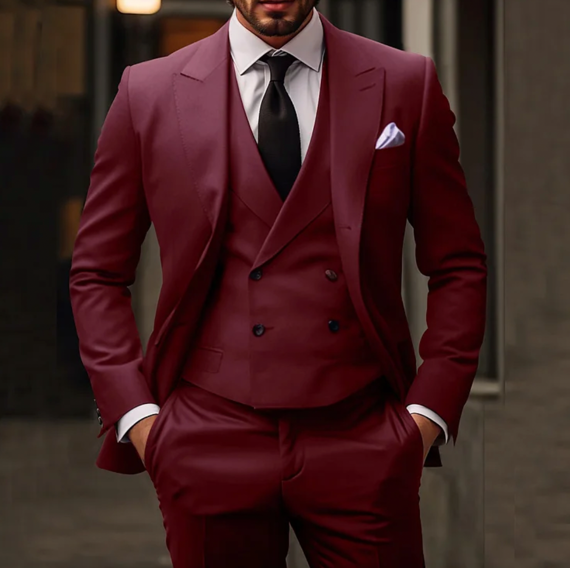 SEBASTIEN | 3-teilig Slim-Fit Herrenanzug Blazer Weste Hose