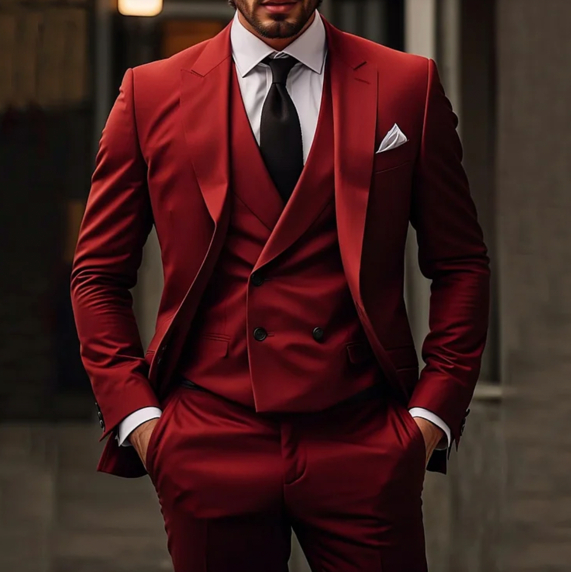 SEBASTIEN | 3-teilig Slim-Fit Herrenanzug Blazer Weste Hose