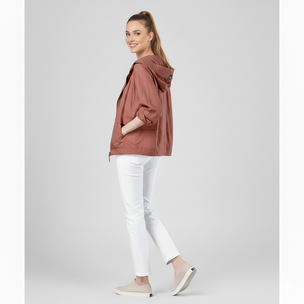 Damen Winddichte Regenjacke | Mit Kapuze