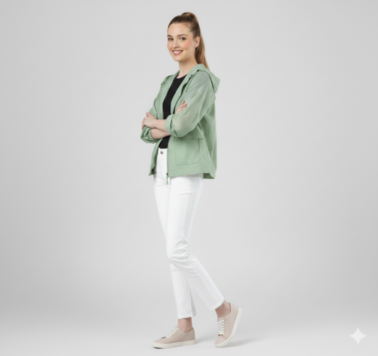 Damen Winddichte Regenjacke | Mit Kapuze