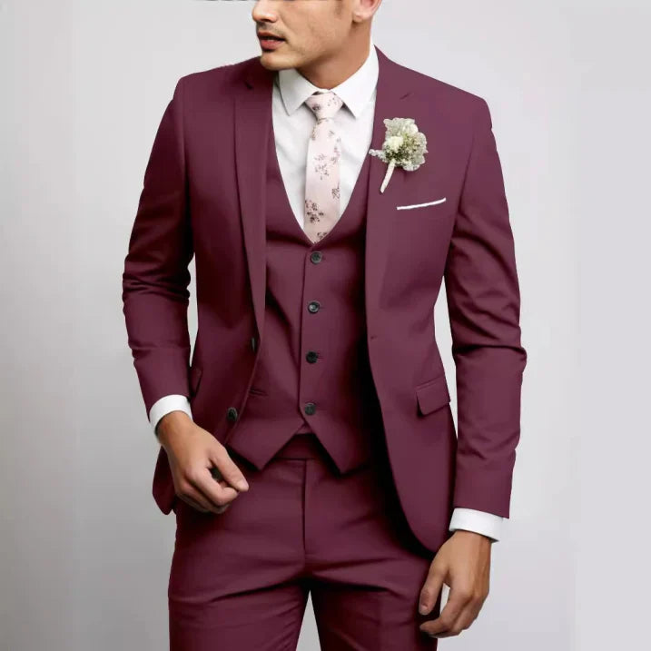 Slim Fit 3-teiliger Hochzeitsgast Anzug für Herren | Formell & Modern
